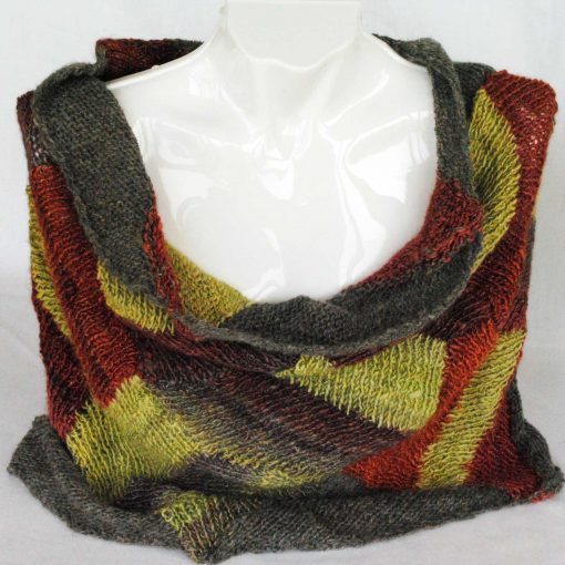 Cowl Shawl Grey Plum Lime Green